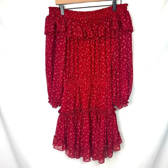 MISA Los Angeles Alima Floral Off Shoulder Mini Dress Lagenlook Boho Fairy Small - Picture 3 of 8